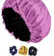Silk Satin Bonnet Cap for Sleeping – Double Layer, Adjustable Night Hair Cap for Frizz Control & Moisture Retention