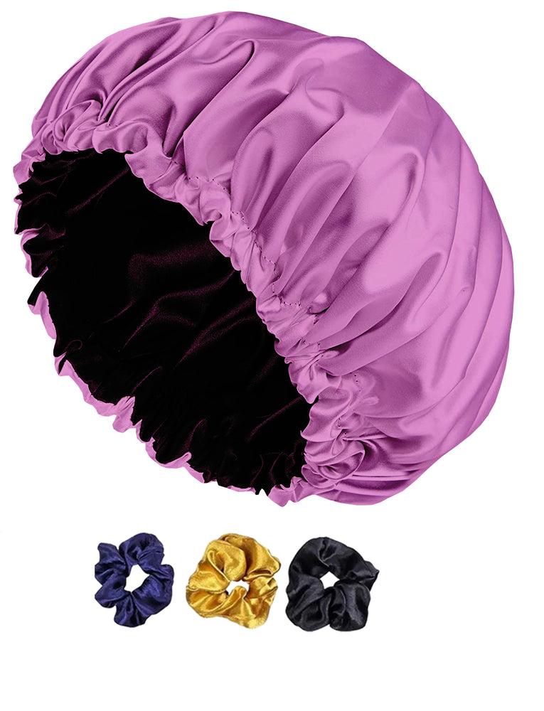 Silk Satin Bonnet Cap for Sleeping – Double Layer, Adjustable Night Hair Cap for Frizz Control & Moisture Retention