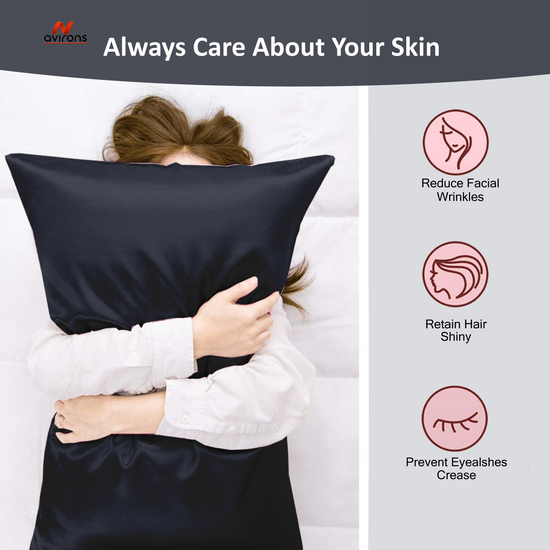 Frizz-Free Satin Pillow Cover, satin pillowcase for smooth hair, silk satin pillow cover, satin pillow with elastic Closure, pillow case for frizz-free hair