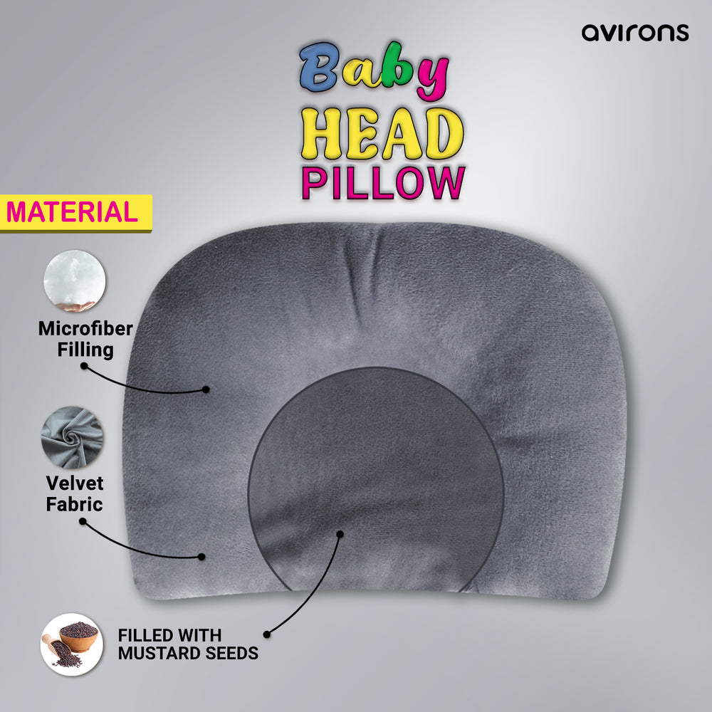 Sarso Mustard Seed Head Pillow, Head Support Pillow for Babies, Baby Round Head Pillow, Baby Sleep Pillow, Neck Support Pillow for Babies, Soft Baby Pillow for Neck, Infant Shaping Pillow